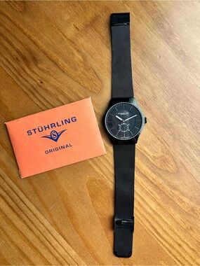 Stuhrling Original Black Mesh Strap Men's Watch
